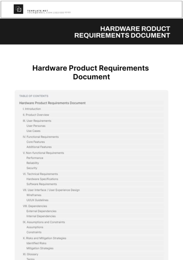 Computer Hardware Requirement Form Hardware Requirements Document Template