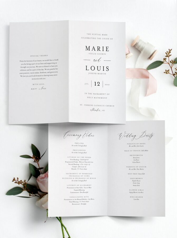 Catholic Wedding Program Template Without Mass