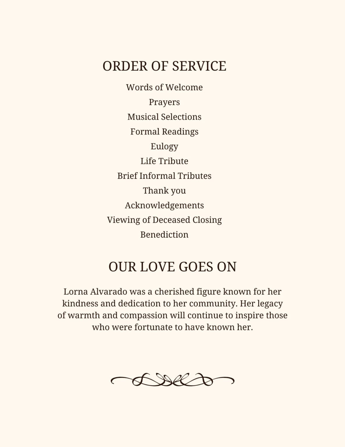 Cremation Memorial Service Program Template