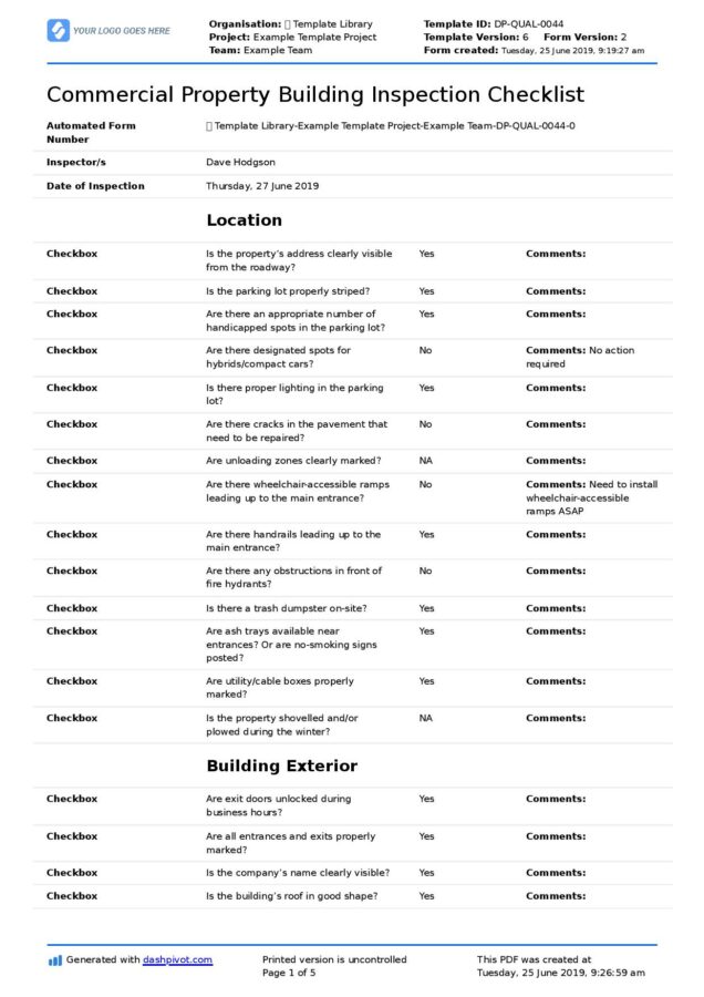 Commercial Building Condition Survey Template Commercial Building Condition Survey Template