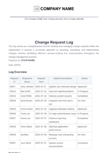 change-request-log-template
