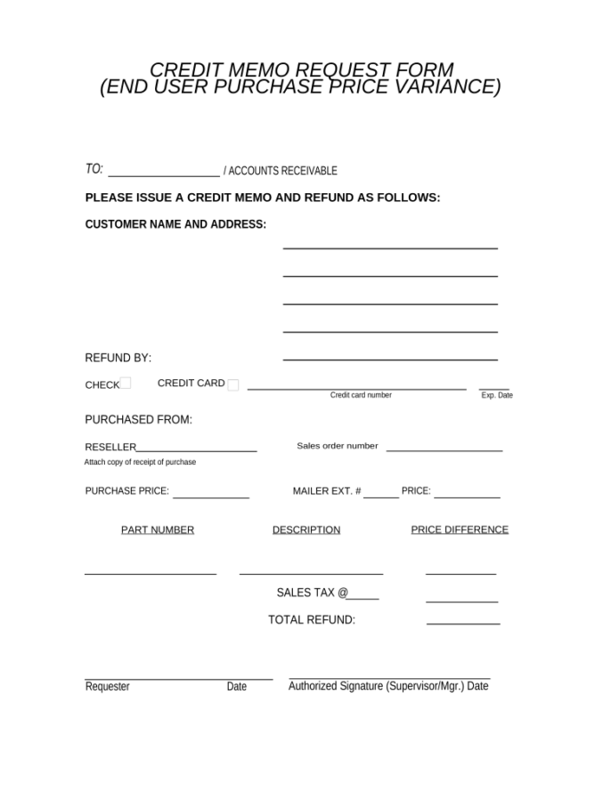 Request For Notes Request For Credit Note Template