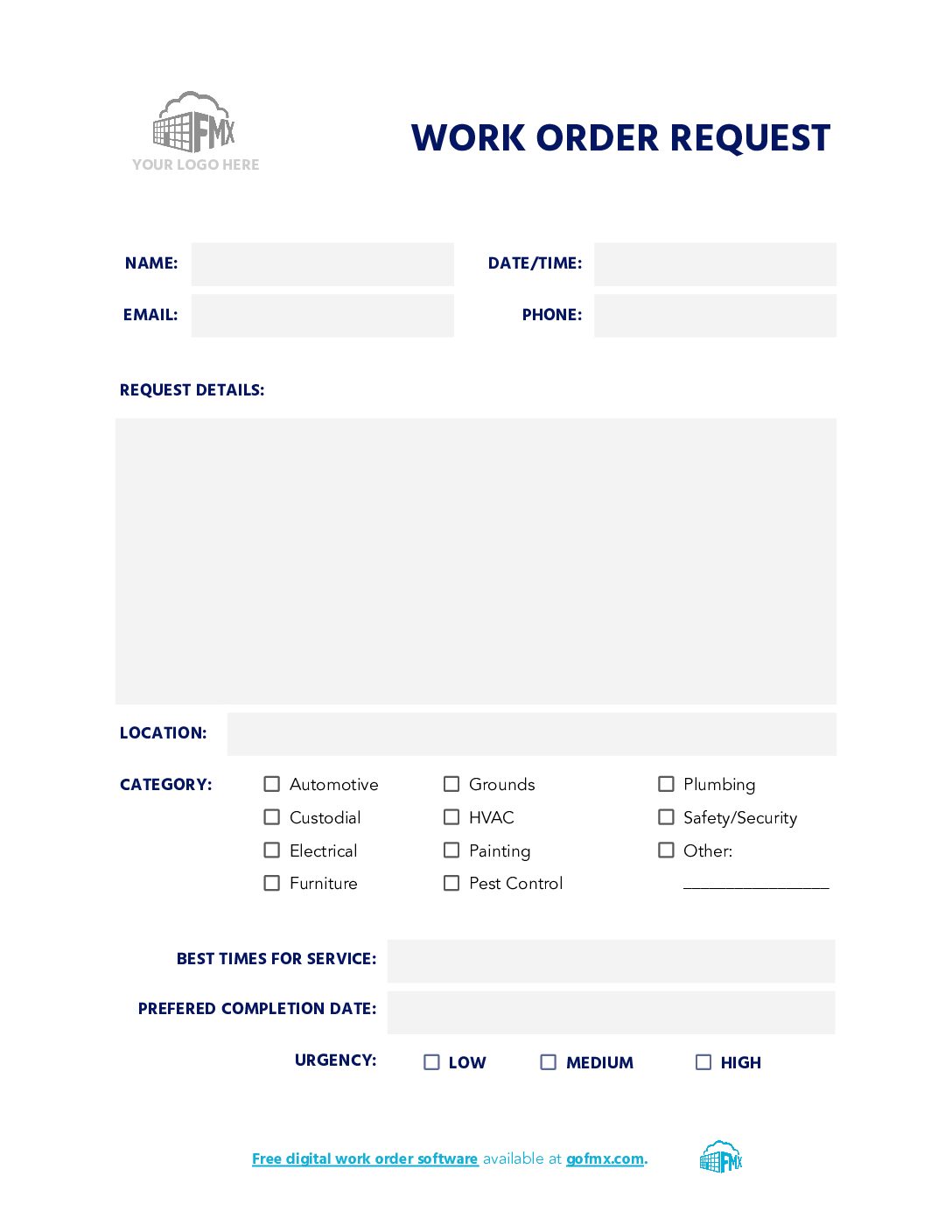 Software Work Request Form It Work Request Template