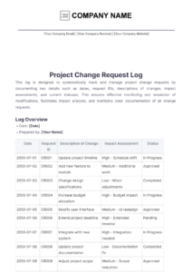 project-change-request-log-template