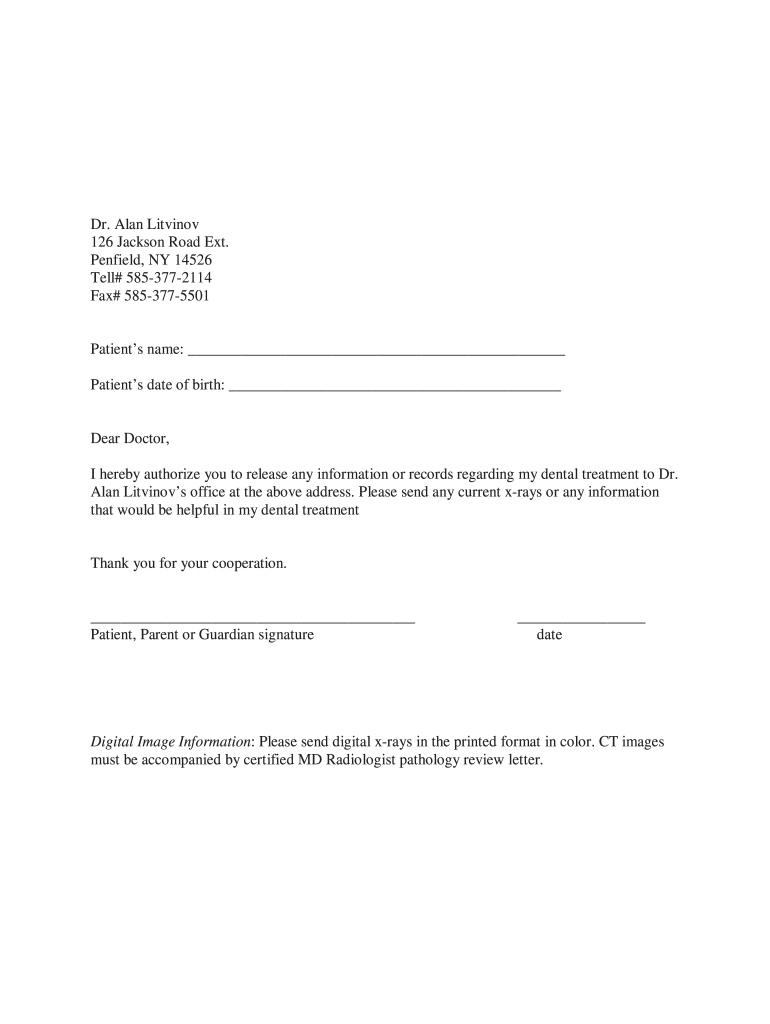 Request For Dental Records Template