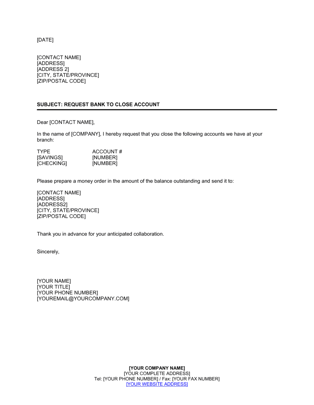 Bank Confirmation Audit Request Template