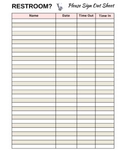Bathroom Sign Out Sheet Template bathroom-sign-out-sheet-template