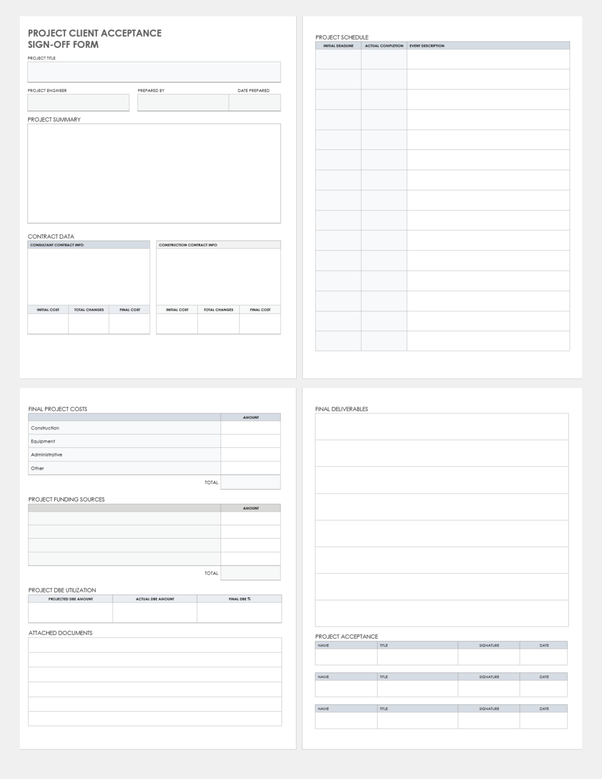 Project Sign Off Document Template