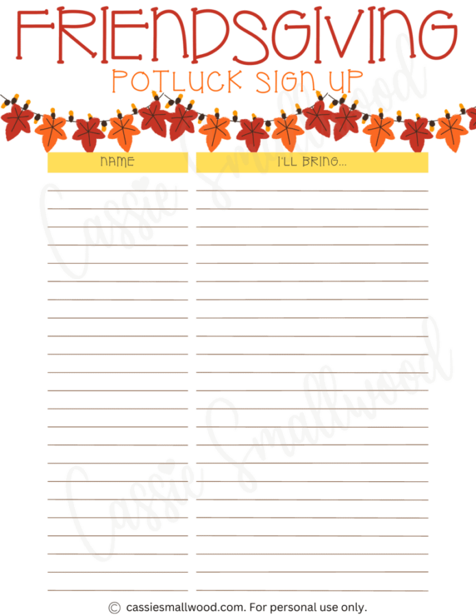 Bake Sale Sign Up Sheet Template