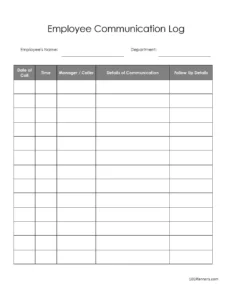 Communication Log Template For Work communication-log-template-for-work