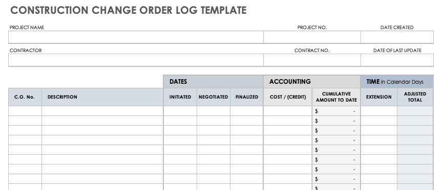 Construction Weather Delay Log Template