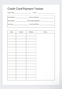 credit-card-payment-log-template