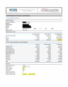 water-damage-drying-log-template