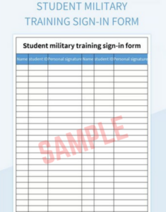 Army Training Sign In Sheet Template