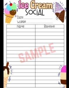 Ice Cream Social Sign Up Sheet Template Ice Cream Social Sign Up Sheet Template