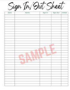 In And Out Sign In Sheet Template