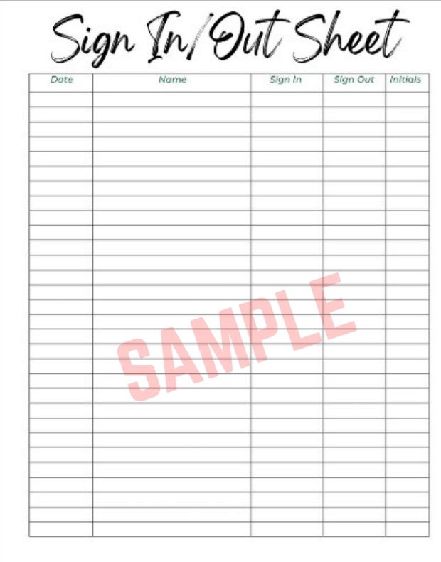 In And Out Sign In Sheet Template