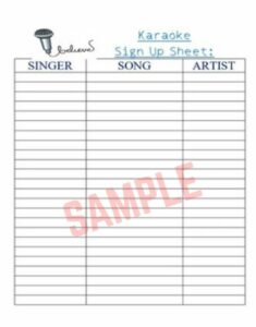 Karaoke Sign Up Sheet Template