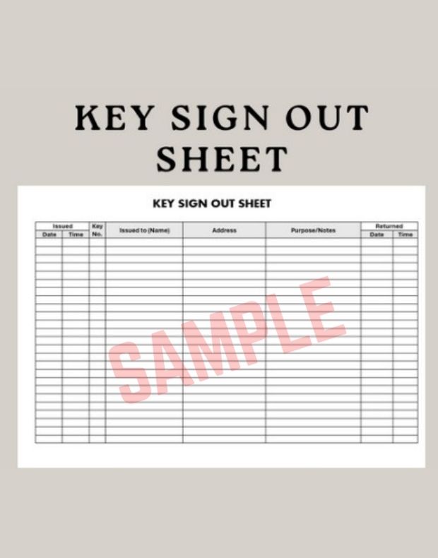 Key Sign Out Form Template