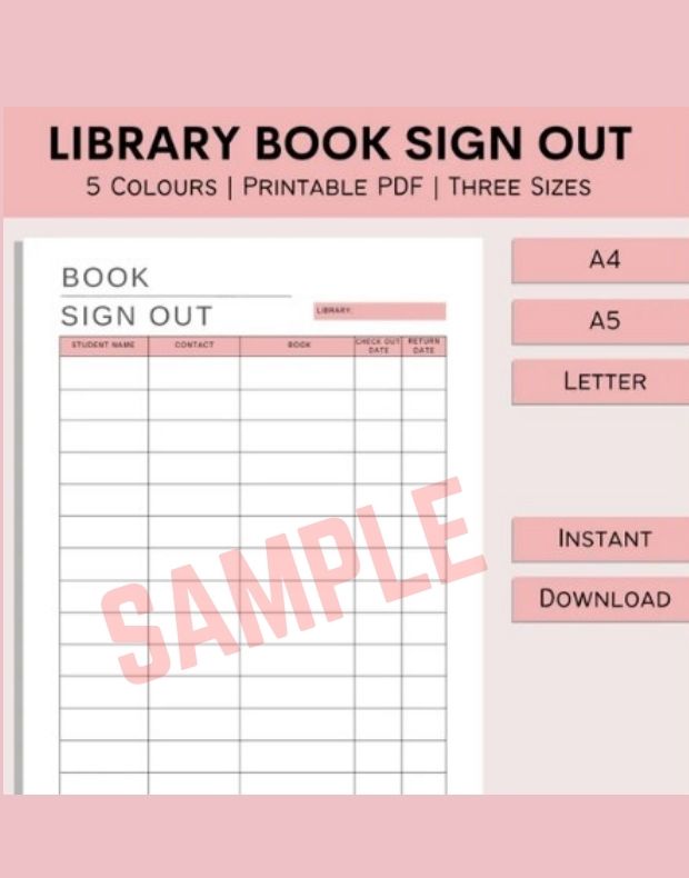 Library Book Sign Out Sheet Template