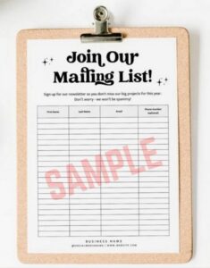 Mailing List Sign Up Sheet Template