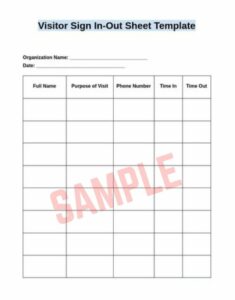 Office Visitor Sign In Sheet Template