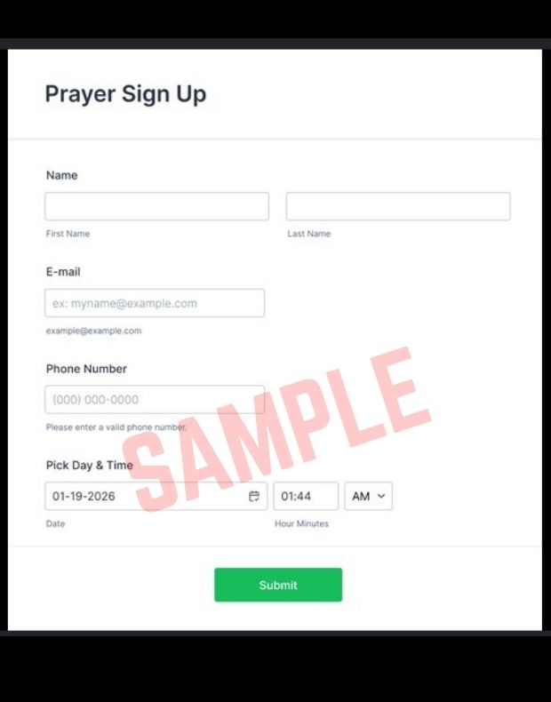 Prayer Sign Up Sheet Template