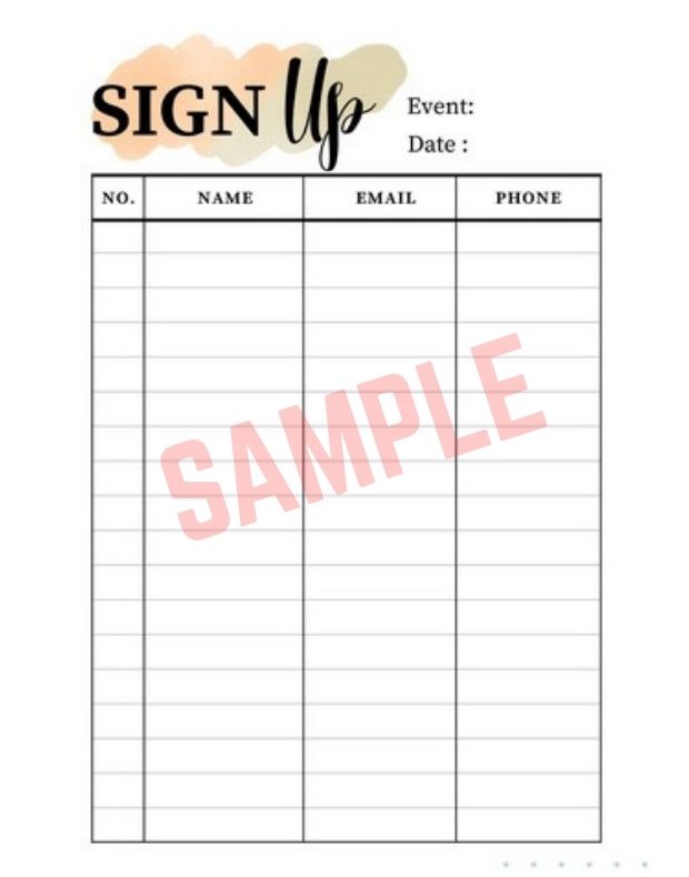 RSVP Sign Up Sheet Template
