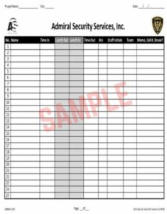 Security Guard Sign In Sheet Template
