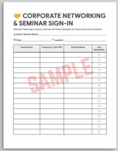 Seminar Sign In Sheet Template