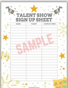 Talent Show Sign Up Sheet Template Talent Show Sign Up Sheet Template