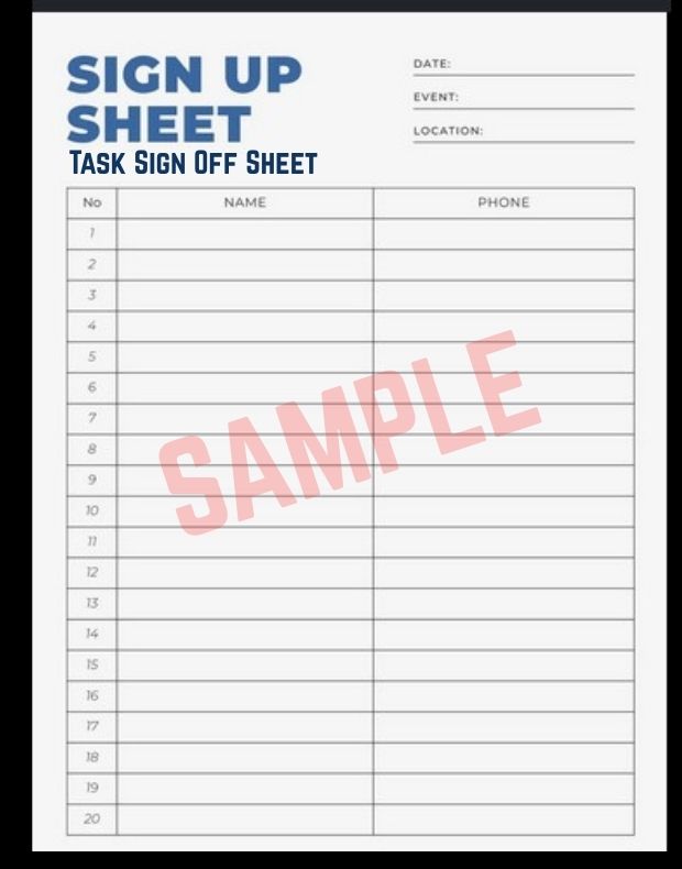 Task Sign Off Sheet Template