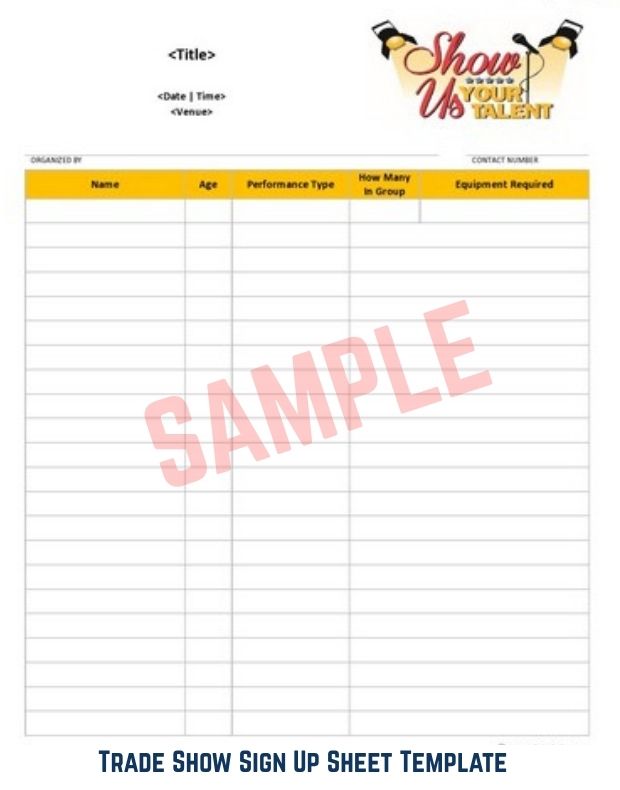 Trade Show Sign Up Sheet Template