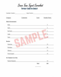 Tryout Sign In Sheet Template