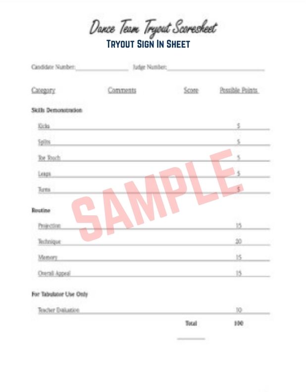Tryout Sign In Sheet Template