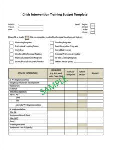Crisis Intervention Training Budget Template