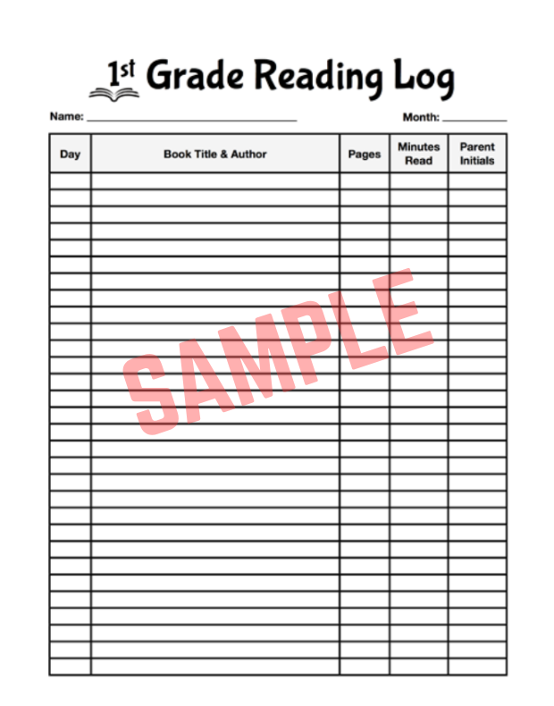 1st Grade Reading Log Template