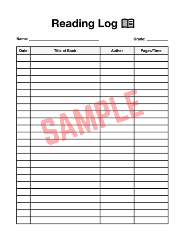 7th Grade Reading Log Template