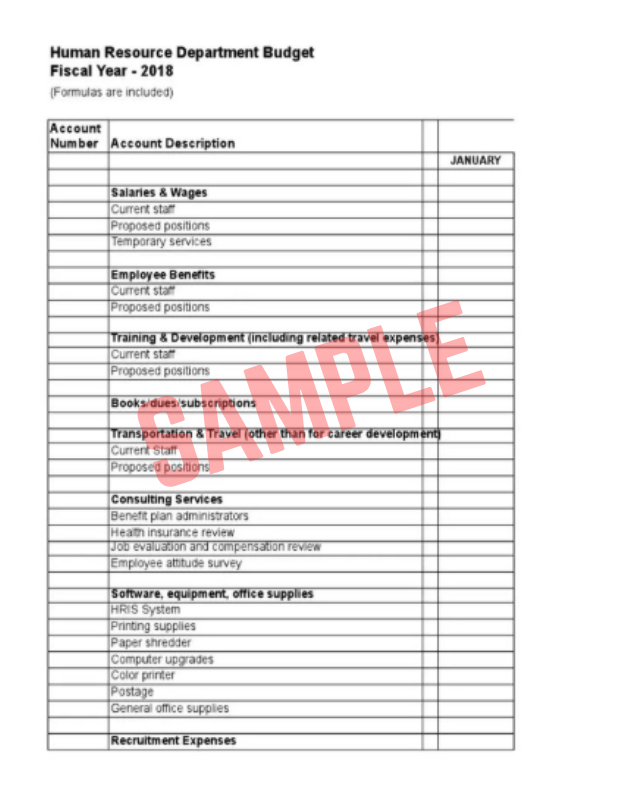 Annual Staff Payroll Budget Template