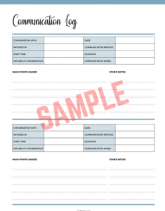 Autism Special Education Daily Communication Log Template Autism Special Education Daily Communication Log Template