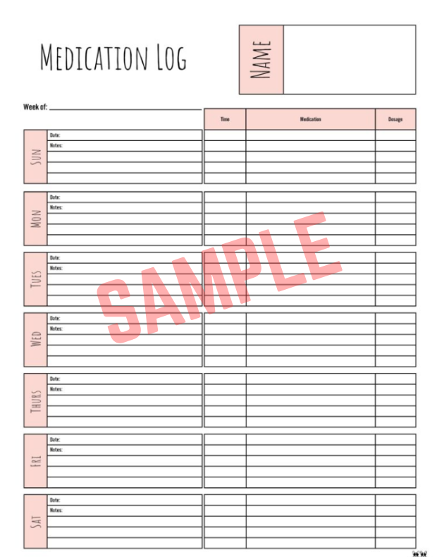 Prescription Pick Up Log Template