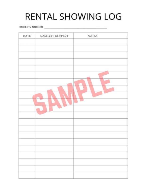 Real Estate Showing Log Template
