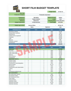 Sundance Documentary Film Budget Template