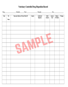 Veterinary Controlled Substance Log Template