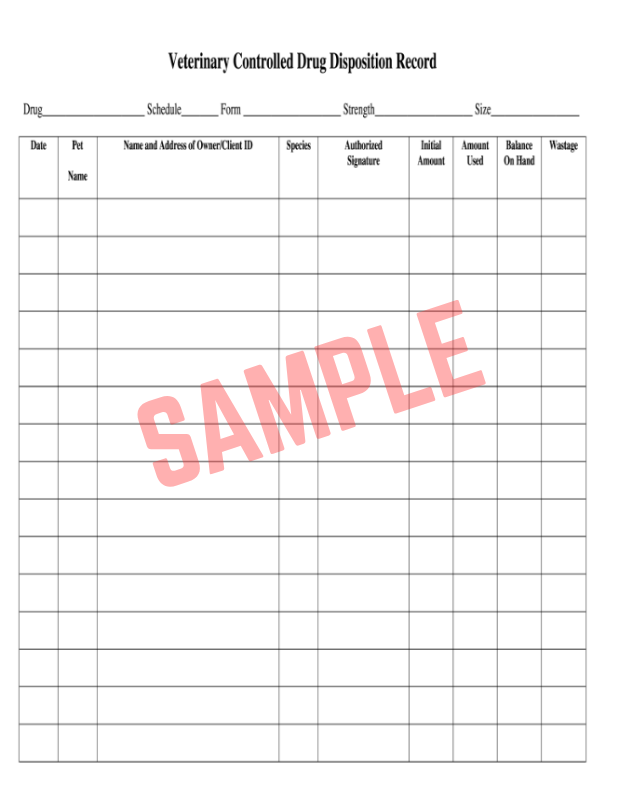 Veterinary Controlled Substance Log Template