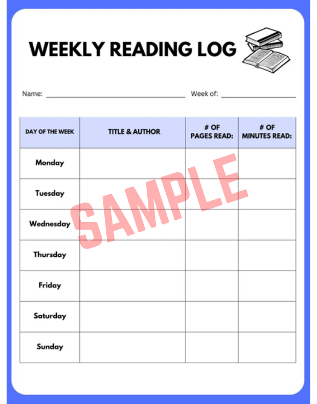 Weekly Reading Log Template Elementary