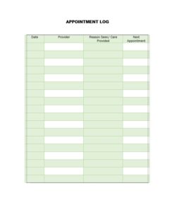 Appointment Log Template For A Month Free