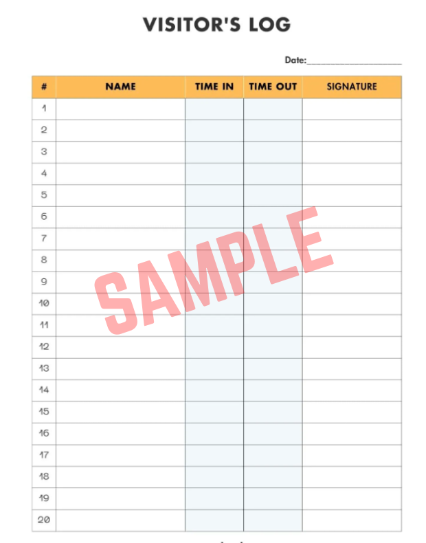 Construction Site Visitor Log Template