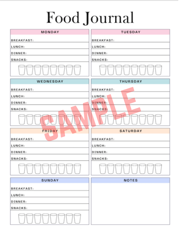 Daily Food And Exercise Log Template