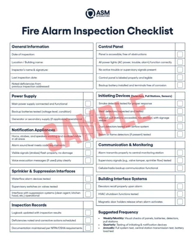 Fire Alarm Testing Log Template